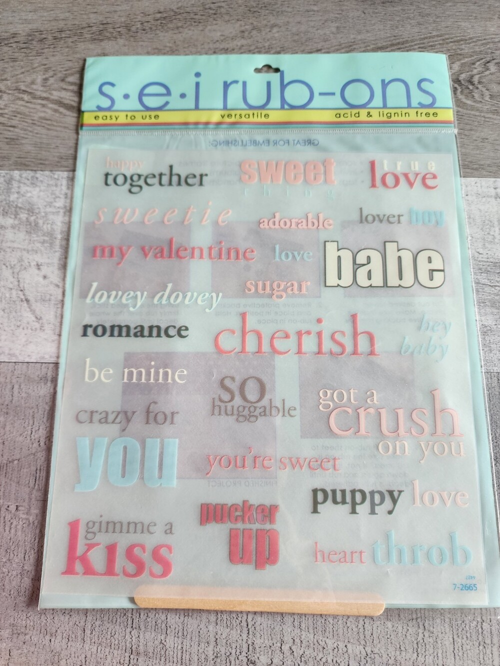 New Rub-Ons Transfers Love Phrases Words SEI Scrapbooking Card Retired #47